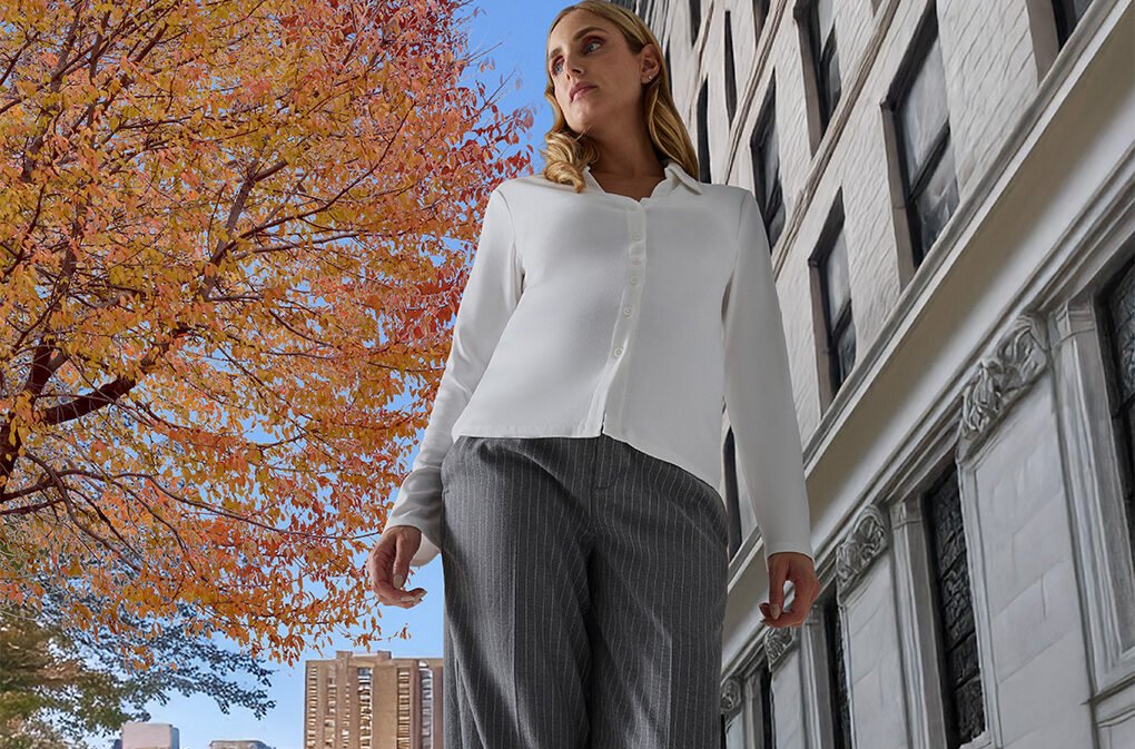 Pantalone premaman gamba larga gessato grigio